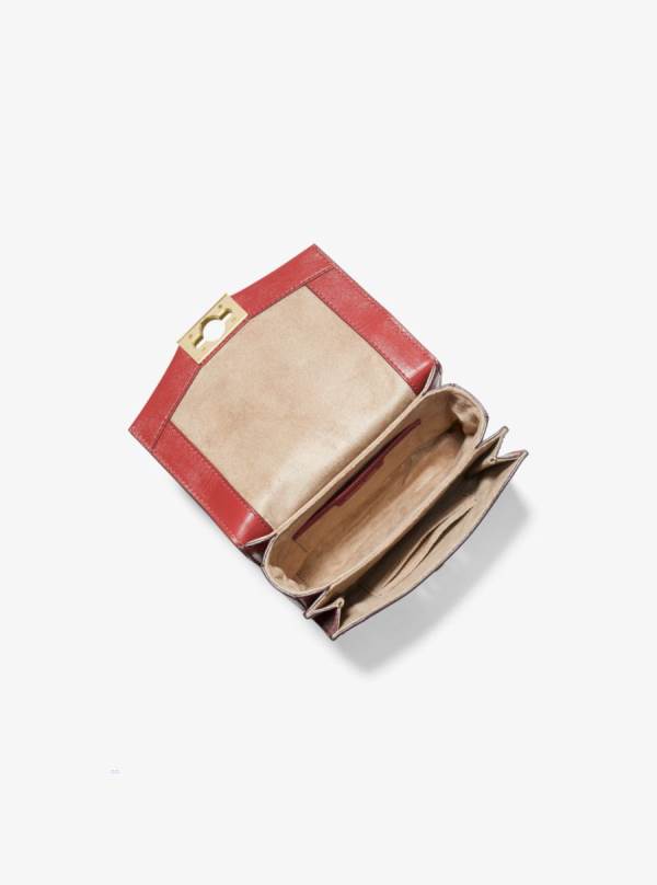 Damske Spojková Taška Michael Kors Hendrix Extra-Small Leather Červené - Kabelky Michael Kors Sleva | EWNKR-7841